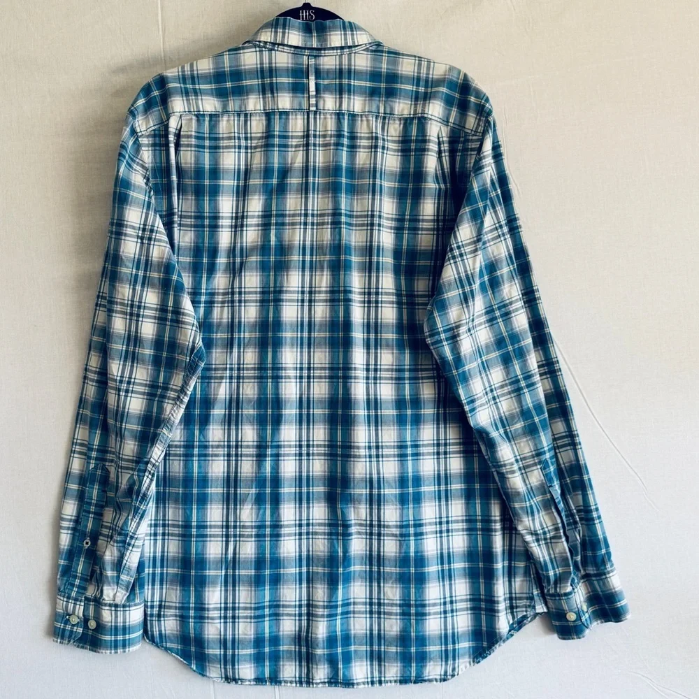 Banana Republic Blue Plaid Men's Shirt Size Large